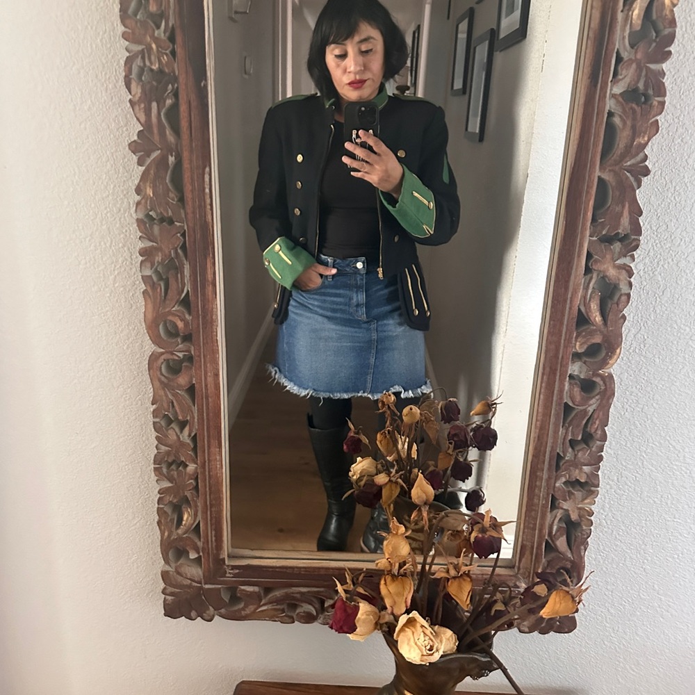 Elegant blue and Green band tunic Blazer